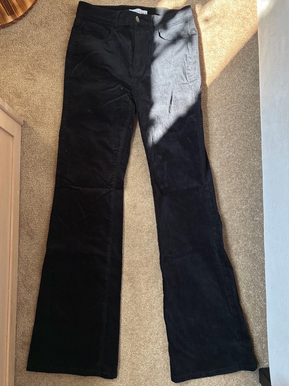 LOFT Black Corduroy/Velvet Flared Jeans